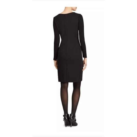 Ralph Lauren Black paneled knit Long Sleeve Sheath Dress Size 14 lined womens - Picture 7 of 12